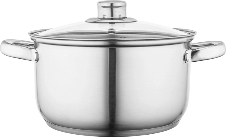 Garnek ze stali nierdzewnej Fabio 20 cm, 3,6 l ze szklaną pokrywką