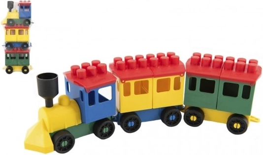 Klocki LORI pociąg z 2 wagonikami, plastikowe