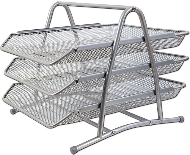 Metalowy potrójny box z szufladami CONCORDE, srebrny