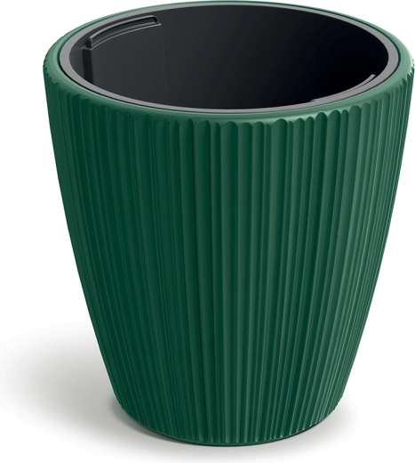 Donica ORO 30 cm ciemnozielona z pionowymi rowkami
