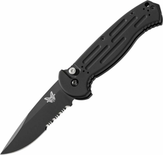 Benchmade AFO II automatyczny nóż składany 9 cm, czarne Cerakote, kabura Cordura