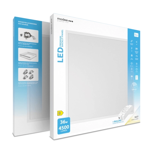 Modee Premium Line podświetlany panel LED 60 × 60 cm 36 W 3CCT z zasilaczem