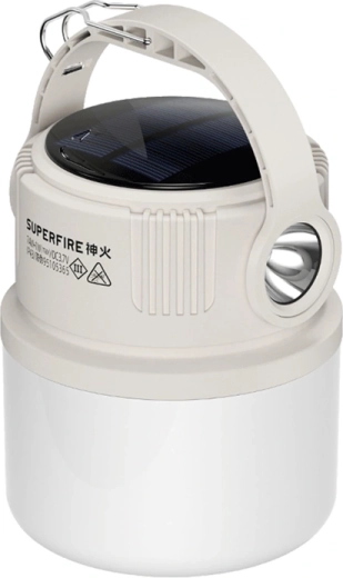 Lampa kempingowa Superfire T22 z ładowaniem solarnym i oświetleniem 360°