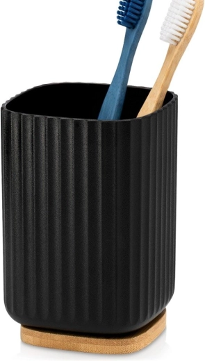 Czarny kubek łazienkowy Vilde na szczoteczki do zębów 7,5 x 11 cm - 1 sztuka