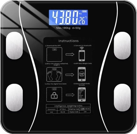 inteligentna waga łazienkowa z Bluetooth RUHHY, 8 w 1, do 180 kg
