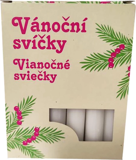 Białe świeczki choinkowe 1,2 × 10 cm - 12 szt.