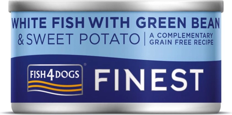 Karma mokra dla psów z białą rybą, batatami i zieloną fasolką FISH4DOGS 85 g