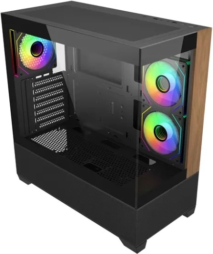 Obudowa PC Elite 690 wood z panoramicznym szkłem i wentylatorami ARGB