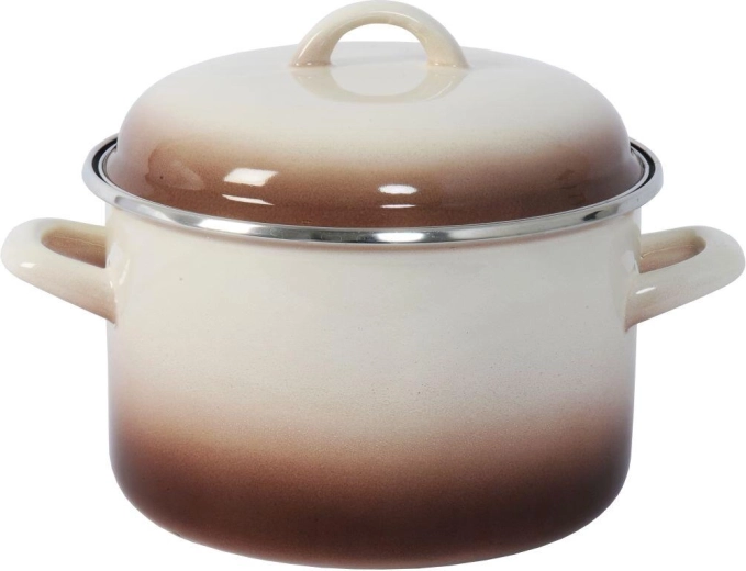 Garnek z pokrywką 22 cm, 5 l Capuccino emaliowany