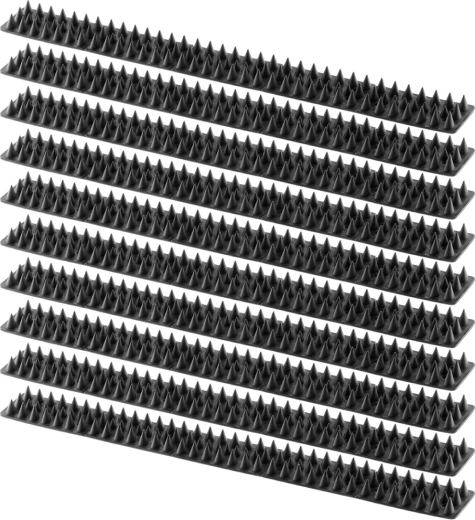 Plastowe kolce przeciw ptakom, czarne, 50 × 4,3 cm, zestaw 10 szt.