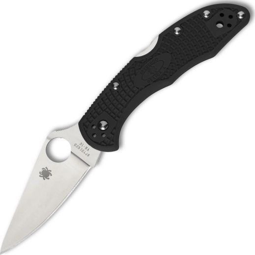 Spyderco Delica 4 – czarny nóż EDC z płaskim szlifem, VG-10, rękojeść FRN