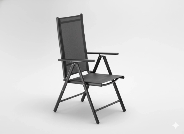 Składane aluminiowe krzesło ogrodowe, szare 66 × 56 × 107 cm