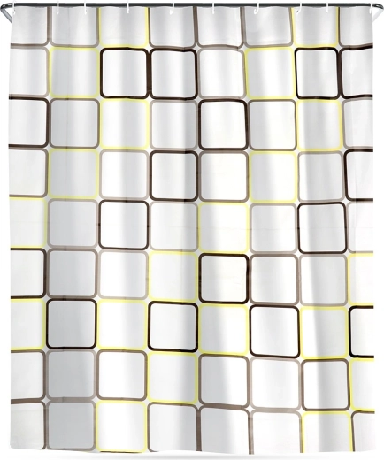 Zasłona prysznicowa z haczykami, wodoodporna, kwadraty 180 × 180 cm