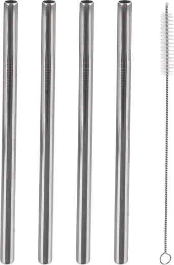 Stalowe słomki ze szczoteczką 21,5 cm – zestaw 5 szt.