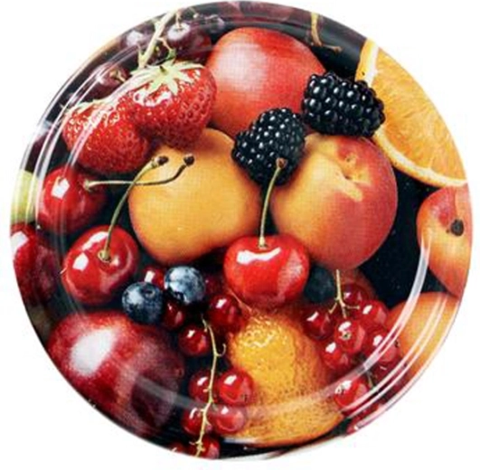 Wieczka Twist do słoików do przetworów, 82 mm, motyw owoców, 10 szt.