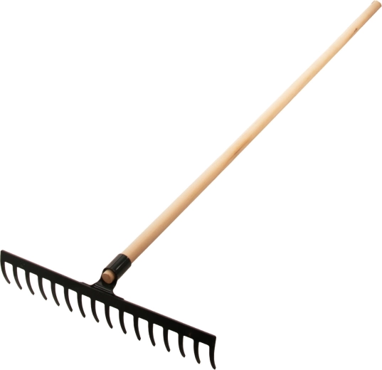 Profesjonalne grabie stalowe z trzonkiem 150 cm (16 zębów, 45,5 cm)