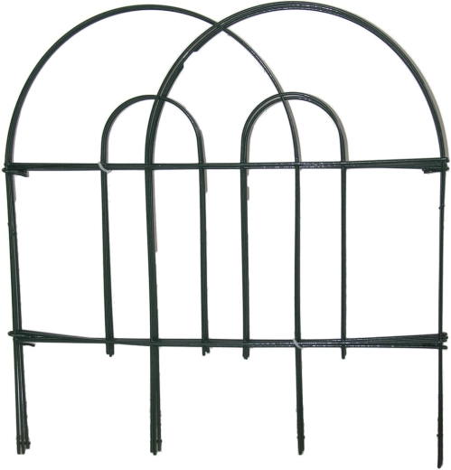 Płotek ogrodowy metalowy z zieloną powłoką 45 × 300 cm (7 elementów)
