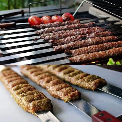 Metalowe szpikulce do grilla, płaskie stalowe igły nierdzewne, 4 szt., 50 cm