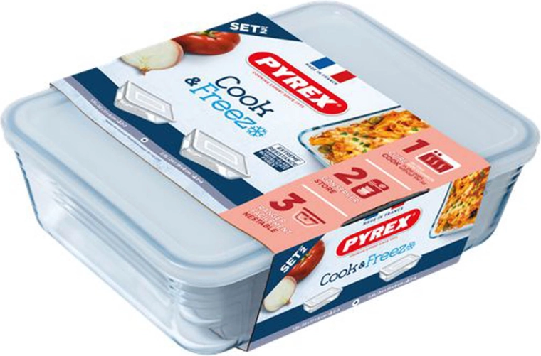 Zestaw szklanych pojemników PYREX 1,5 l i 2,6 l