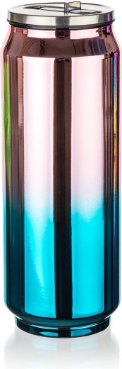 Termokubek puszka 430 ml BE COOL tęczowy złotoróżowo‑niebieskozielony