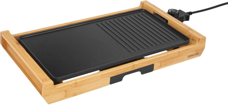 Elektryczny grill stołowy SENCOR z bambusową ramą