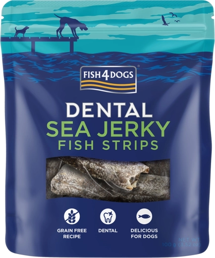 Fish4Dogs dentystyczne przysmaki z białej ryby morskiej – paski 100 g