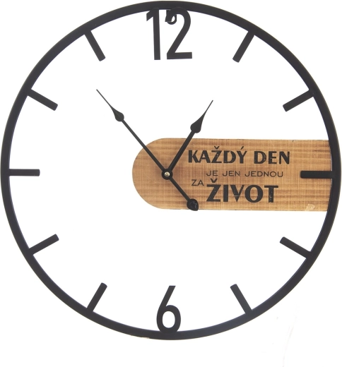 Zegar ścienny z drewna i metalu „Każdy dzień…” 50 cm