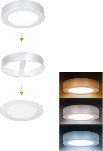 Solight łazienkowy LED mini panel 2w1 3CCT 12 W IP54 srebrny okrągły - 1 sztuka