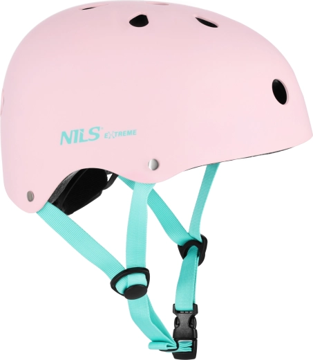 Różowy kask NILS Extreme na rolki, rower i hulajnogę – L (58–61 cm)