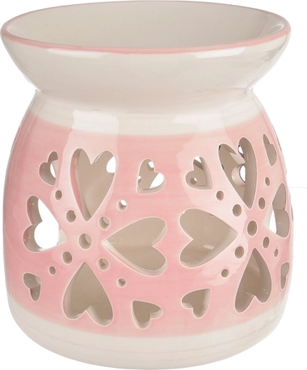 Ceramiczna kominek zapachowy serce różowo-biały