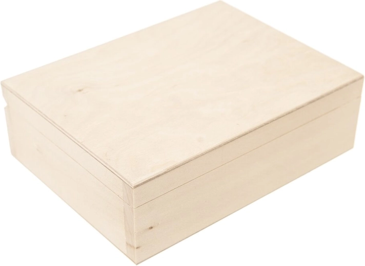 Drewniane pudełko do przechowywania beżowe 20 × 15 × 7 cm