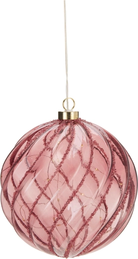 Świąteczna dekoracja LED w kształcie bordowej kuli z timerem, 18 cm