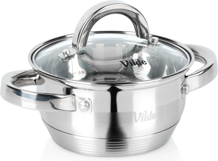 Nierdzewny garnek ze szklaną pokrywką INOXCELLENT 14 cm, 1 l