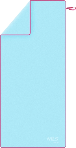 Szybkoschnący ręcznik z mikrofibry NILS aqua, jasnoniebieski/różowy, 200 × 90 cm