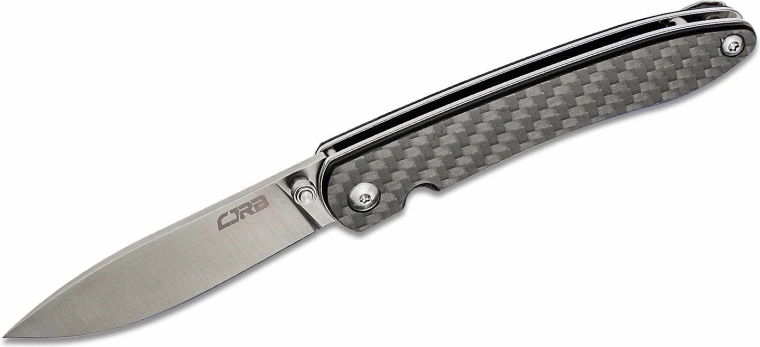 Scyzoryk (nóż składany) CJRB Ria 7,5 cm, sand polish, czarny, włókno węglowe