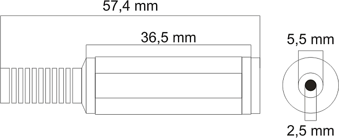 Standardowy rozmiar 5,5 × 2,5 mm