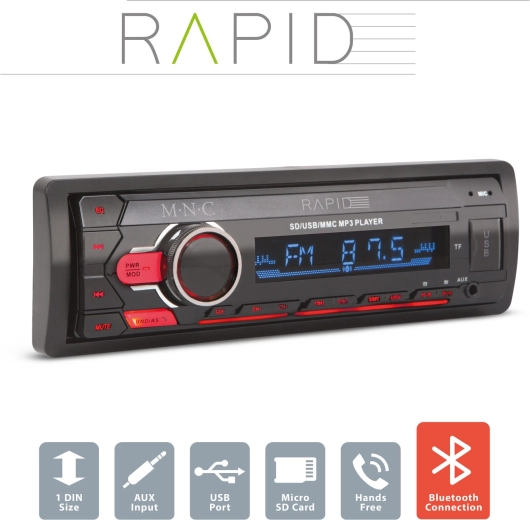 Radio samochodowe Rapid 1 DIN z Bluetooth i MP3