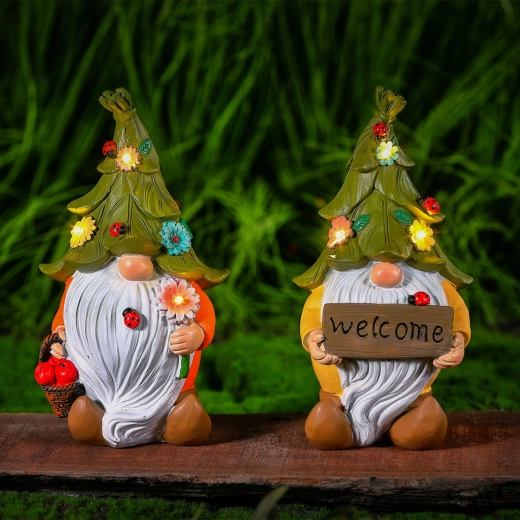 Solarny krasnal ogrodowy LED w 2 wariantach - 1 sztuka