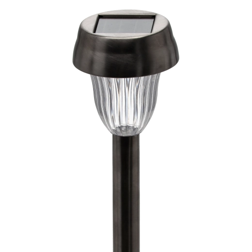 Solarna lampa ogrodowa MINO 36 cm, zimna biel, stal nierdzewna