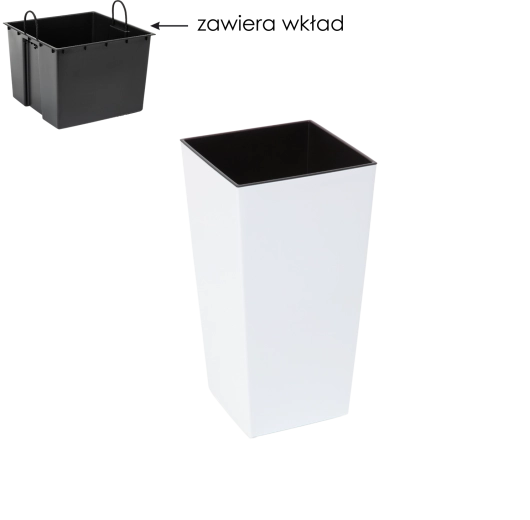 Doniczka Finezja 14 × 14 cm biała z wkładem Lamela