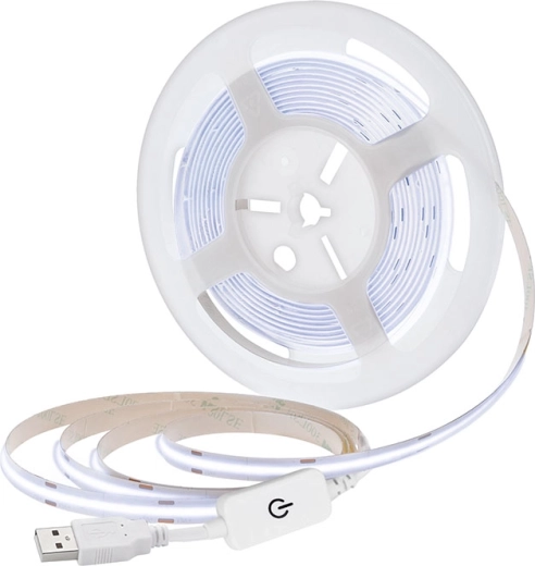 Solight taśma LED COB 5 m USB, zimna biała 6000 K, wyłącznik, 8 mm