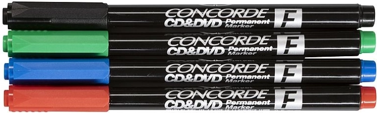 Permanentne markery CONCORDE do CD i DVD – zestaw 4 szt.