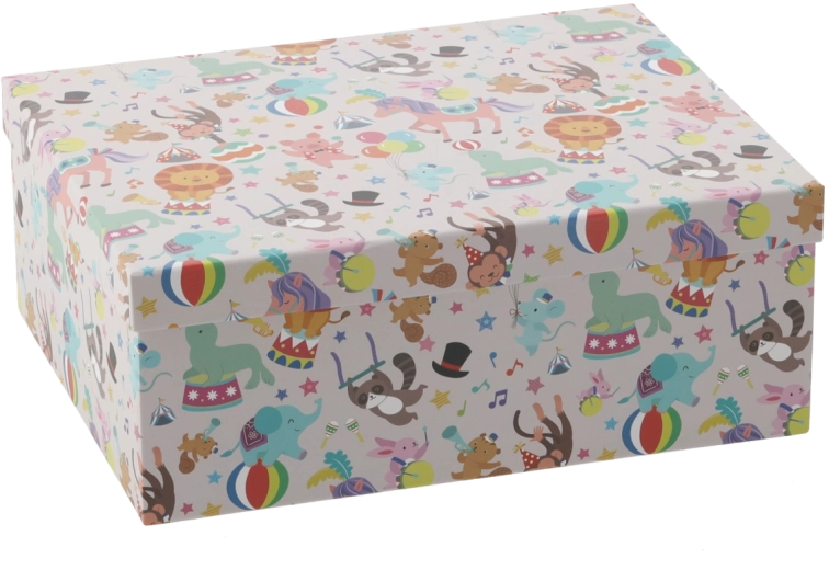 Pudełko prezentowe z motywem kolorowych zwierząt 33,4 × 26,6 × 12,9 cm - 1 sztuka