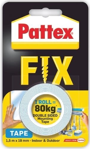Dwustronna taśma montażowa PATTEX Super Fix 19 mm × 1,5 m, udźwig 80 kg