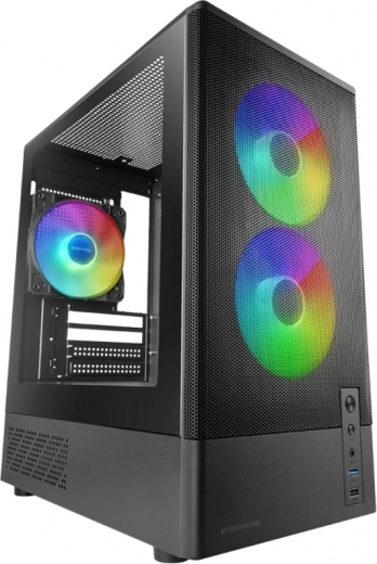 Mars Gaming MC-ONYX czarna obudowa microATX z 3× wentylatorami ARGB