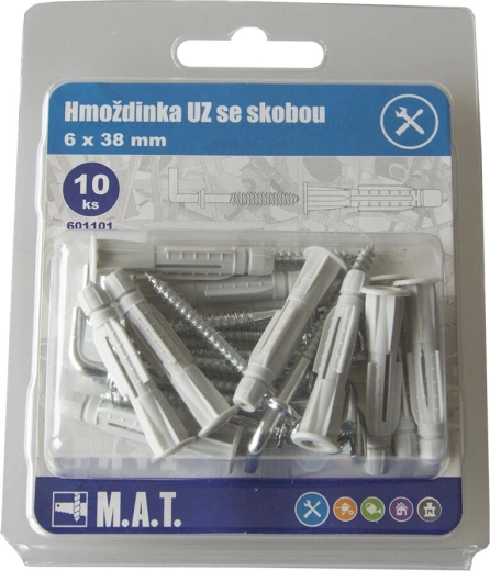 Kotwa węzłowa ze skobą 6×38 mm, biały cynk (10 szt.)