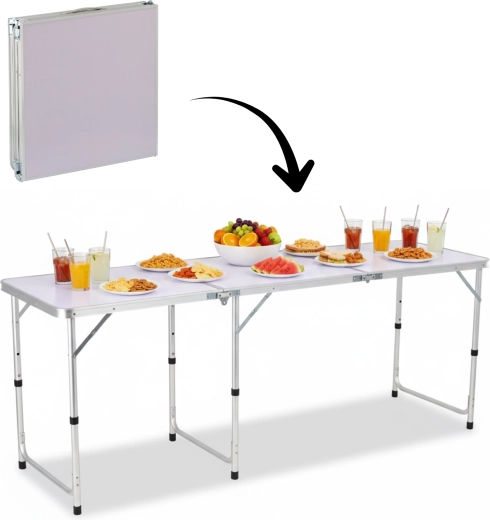 Składany stół turystyczny 180 × 60 cm, z regulacją wysokości