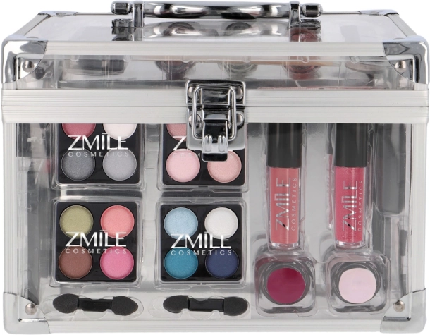 Zmile kosmetyczna walizka Acrylic – przezroczysty zestaw do makijażu 42 szt.
