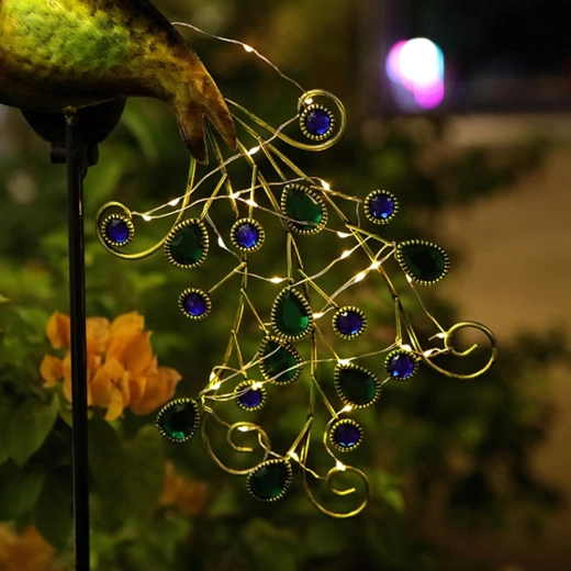 Lśniący ogon pawia z LED