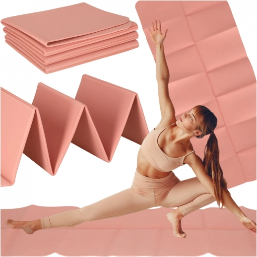 Składana różowa mata do jogi i fitness 179 × 61 × 0,4 cm (TPE)